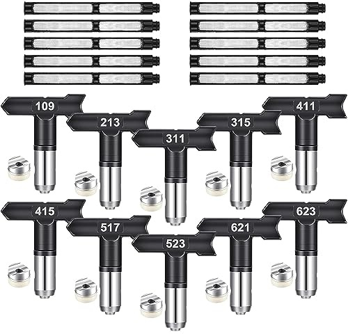 Reversible Spray Tips Reversible Airless Paint Sprayer Nozzle Tips Airless Paint Spray Guns Airless Sprayer Spraying Machine Parts for Homes Buildings(Model: 109/213/311/315/411/415/517/523/621/623)