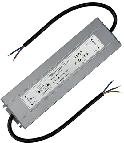 Transformador 220V a 12V 100W 8.3A Fuente Alimentacion LED IP67 Impermeable Ultrafino Transformadores Voltaje Constante Iluminación Exterior e Interior para Tira LED Luces LED