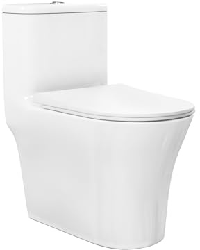 Swiss Madison Cascade One Piece Toilet, Modern Toilets For Bathrooms, ADA Toilet, Elongated Dual Flush 1.1/1.6 gpf, Glossy White