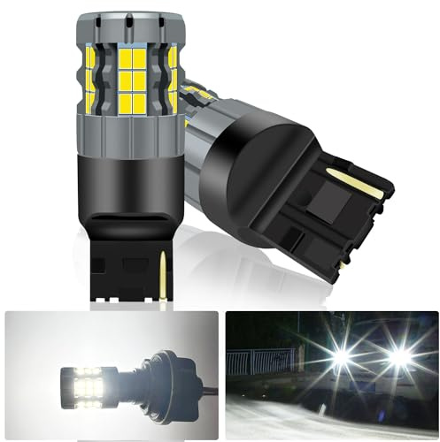 UPXSXT 2Pcs 7440 LED Bombilla de luz de marcha atrás Blanco, 7440A 7441 7440NA WY21W T20 CANBUS Bombilla de recambio para luz antiniebla trasera 300% Super Brillante Ámbar 30-SMD 25W 4000LM