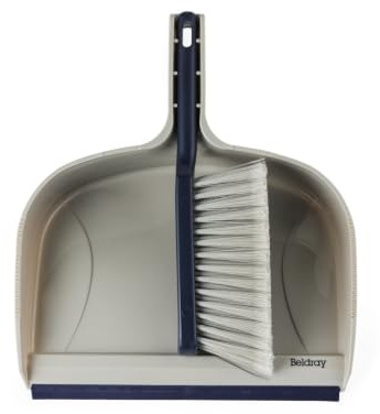 Beldray LA034054FEU7 Deep Clean Dustpan & Brush – Large Plastic 2.5L Dustpan with Rubber Lip, Dual-Action Lightweight Sweeping Brush, Soft Bristles to Collect Fine Dust, Firm Bristles to Remove Dirt | Dual-Action Soft And Firm Bristles, Plastic Pan With Rubber Lip, Jagged Edge Debris Comb, Clip-Together Handles, Hanging Hook
