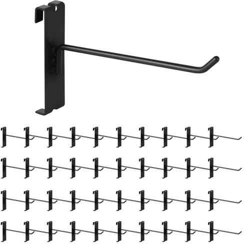 Yauhar 40Pcs 6 Gridwall Display Hooks Assortment Set, Black Metal Grid Wall Panel Hanging Display Hook for Garage Shop Retail Storage, Wire Diameter 5mm// 0.2”