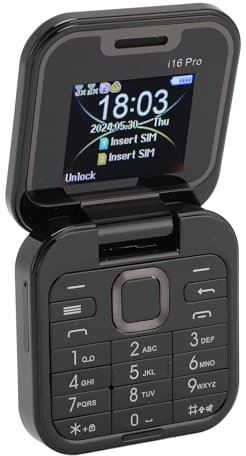 Zunate Mini Teléfono Móvil con Tapa 2G, Teléfono Celular Plegable con 2 Ranuras para Tarjetas SIM, Pantalla Pequeña de 1,77 Pulgadas, Teléfono con Tapa Desbloqueado (Black)