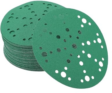 A ABSOPRO Sanding Discs 6 Inch 49 Hole 80 Grit Round Hook and Loop Sandpaper Aluminum Oxide Green 50pcs