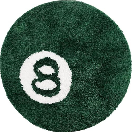 Figarge Badematte Billard 8 Ball Teppich rutschfeste Anti-Schimmel-Matte 60 x 60 cm Y2K Wasserabsorbierende Matte Ultraweiche Mikrofaser Badteppich Coole Teppiche Raumdekoration Zubehör (Dunkelgrün)