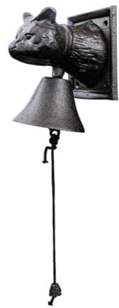 LOVIVER Rustic Iron Doorbell Ornament Cat Head Metal Antique Entry Door Bell Outdoor Dinner Bell for Gate Farm Garden Door Home Decor