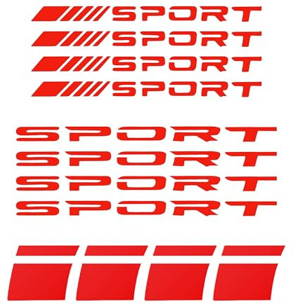 Flaconi 12 adesivi per auto, pneumatici, strisce per cerchioni, moto, rosso, vinile, moderno, automobilistico