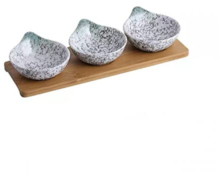 DDKYHU Dipschalen Keramik-Dip-Dipschalen mit Tablett Kleine Gewürzschale Kreative Retro-Snack-Obstschale Restaurant-Soßenschale aus Porzellan