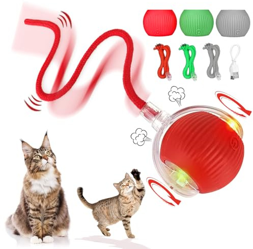 SZMDLX Interaktiver Spielball Für Katzen, 3 Modi Katzenspielzeug Ball Elektrisch, Schnell Bewegliches Katzenspielzeug Interaktiv Schlau Magic Ball Für Katzen