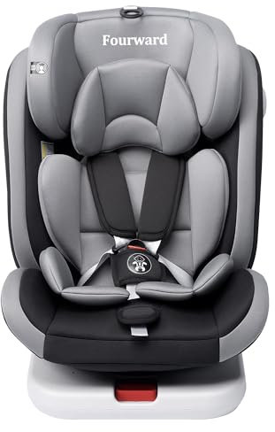 Fourward Baby Autositz Kindersitz 360°drehbar mit ISOFIX und Ruheposition, 40-150 cm / 0-12 Year / 9-36KG, 5-Punkt-Sicherheitsgurt, Kinderautositz, ECE R129
