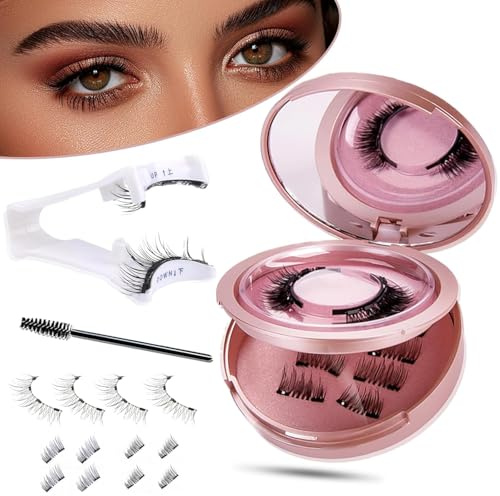 Magnetische Wimpern Magnet Wimpern Natürlicher Look Magnetische Wimpern Testsieger mit Zange Magnetwimpern ohne Eyeliner Künstliche Wimpern Magnetisch Wiederverwendbar 3D Magnetic Lashes