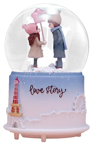 Decorazione Illuminata Musicale Globo D'acqua Trasparente - Palla Di Neve Carillon, Palla Di Neve San valantino | Luci Notturne A LED A Forma Di Cartone Animato Sfera Di cristalo Trasparente