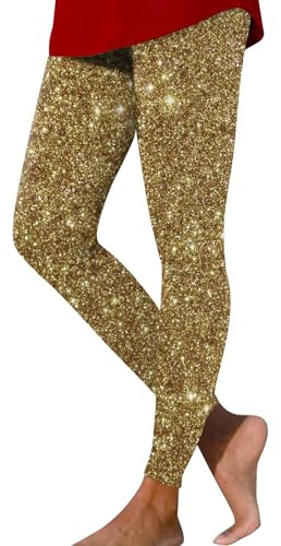 Glitzer Hose Damen,Glitzer Leggings Damen,Bunte Strumpfhosen Damen Galaxy Kostüm Damen Weltall Kostüm Galaxy Leggings Damen Space Kostüm Damen Weltraum Kostüm Damen Glitzer Leggings 3XL Gold 22