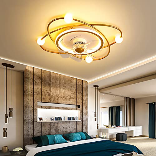 Ventilatori da Soffitto Moderni con Luci e Design Remoto Ventilatore da Soffitto a LED Intelligente per Bambini da 21,6 Pollici Lampada Silenzioso Dimmerabile Timer 7 Pale Ventilatore da Incasso a