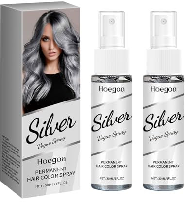2 Artikel Haarfarbe Silber,30ml Graue Haarfarbe,Haarfarbe Grau,Sofortiges Haarfärbemittel,Pflanzliche Inhaltsstoffe,Langanhaltende Färbung,für Einzigartige und Individuelle Farbergebnisse