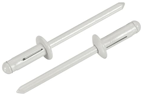 sourcing map 50 Stück 3/16 x 1/2 Zoll Aluminium Rundkopf Tri Grip Nieten Sortiment Birnen-Stil Nieten für Heimwerker, Blech, Autoreparaturen, Möbel, Marine Boot (Grau)