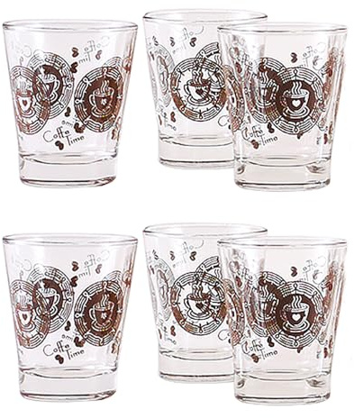 Set 6 Tazzine per caffé in vetro ml 60 tazza aroma caffeino moka orzo ginseng bar casa ristorante particolari moderne