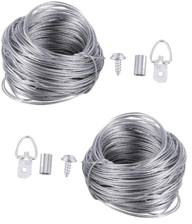 NUOBESTY 2 Ensembles Ensemble De Crochet De Corde Métallique Acier Cintre Fils Pendaison Crochet De Suspension D'image Fil De Suspension Photo Kit De Suspension Photo