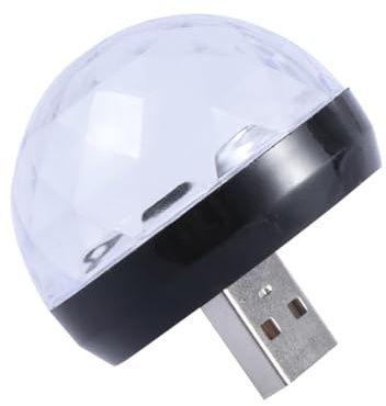 NUOBESTY Sound Activated Mini Disco Ball Light USB Powered Led Stage Lighting for Home Parties Karaoke Black Color Adapter