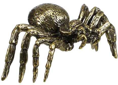 Didiseaon Brass Spider Ornament: Golden Spider Figurine Feng Shui Statue Japanese Tea Pet Animal Sculpture Desktop Tabletop Adornment Decor for Home Office Zen Garden Ornament