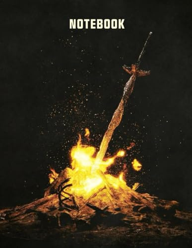 Dark Soul Dragon Bonfire Gaming Art Style College Ruled Notebook: Street Art Notebook For Teens ( 8.5 x 11 inches) Blank Lined Notebook Journal- 120 Pages