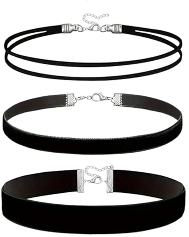 6 Stück Choker Kette Damen, Schwarz Samt Velvet Halskette, Schwarz Velvet Halsband Damen, Verstellbare Kropfband Tracht Schmuck, Choker Kette für Frauen und Mädchen, Tanz Halloween Geburtstag Party