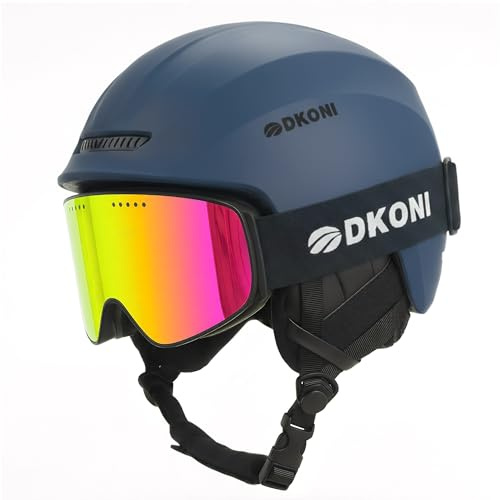 DKONI Ski Helmet with Goggles, Snowboard Helmet for Men & Women, Two-Stage Adjustable Ventilation System, Snow Sports Helmet for Adults, Youth & Big Kids