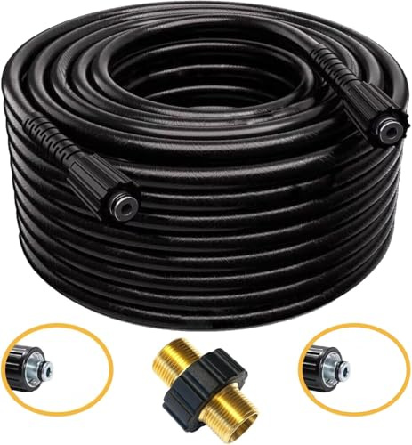 Hochdruckschlauch Verlängerung M22 x 1,5 IG mit 14 mm Dorn – Hochdruckreiniger Schlauchverlängerung inkl. Kupplung M22 AG – 200 bar – kompatibel mit Kärcher Kränzle Nilfisk (3 Meter)