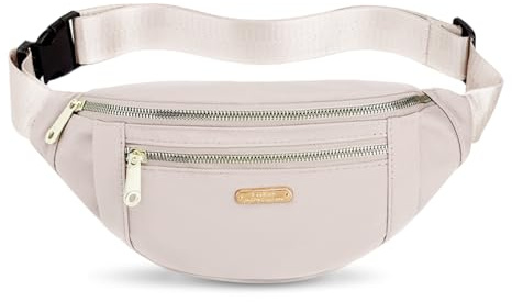 HMCEY Riñonera Mujer Hombre,Bolsa Cintura Viaje,Fanny Pack Waist,Belt Bag Bum,Riñonera Deportiva de Pecho Ajustable,Bolsos Bandolera Cruzados,Bolso de Hombro para Compras, Trabajo, Compras - Blanco