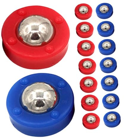 ANDRESLAD Juego de Mesa de Bolas Rodantes para Tejo 16 Pcs 8 Azules 8 Rojas Acero y Plástico Mini Tamaño Reemplazo para Juego de Tejo de Mesa Adecuado para Niños