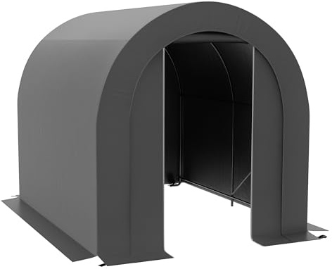 Outsunny Abri de Jardin Tente de Rangement extérieur abri de vélo Garage pour vélo bâche en PE Cadre en métal galvanisé dim. 2,4 x 1,8 x 1,9 m Gris foncé