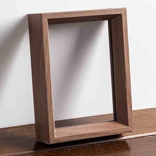 Bilderrahmen, Foto-Bilderrahmen, doppelseitiger transparenter Holz-Fotorahmen – Walnuss-/Holzfarbe 6/8 Zoll und A4/A3-Formate(Walnut Color,A4)