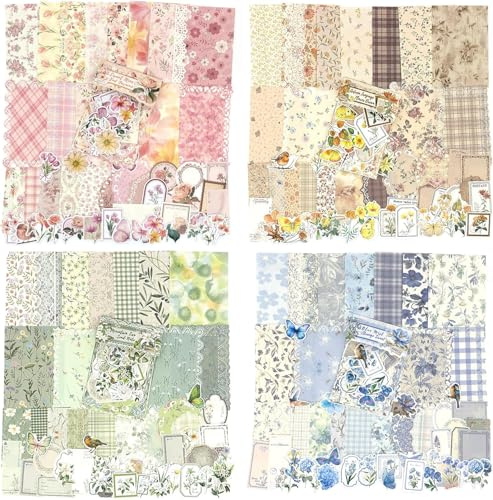 400 Stück Scrapbooking Sticker, Blumenaufkleber, Scrapbook Papier Blumen Aufkleber Schmetterling, Aufkleber Blumen Schmetterlinge für DIY Journaling Fotoalbum Scrapbookings Collage Gästebuch (A)