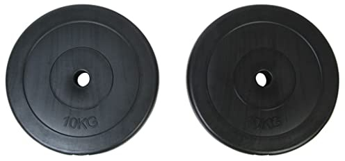 2 x 10 kg Hantelscheiben 30 mm Bohrung - Bodenschonende Kunststoff Gewichtsscheiben für Hantelstange Krafttraining Fitness