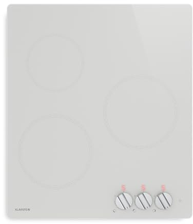 Klarstein Kochheld Placa Induccion 3 Fuegos - 5700W Boost, 3 Zonas, Mando Giratorio, Indicador Calor Residual, Protección Sobrecalentamiento, Vitrocerámica 45cm, Placa de Inducción, Blanco