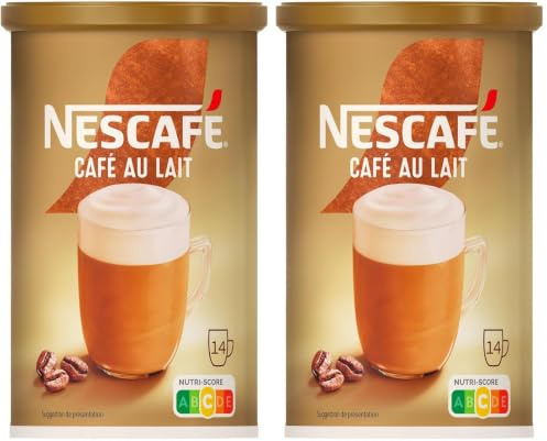 NESCAFÉ® Café au lait - Café Soluble Instantané - Grains Robusta - Boîte De 252 g (Lot de 2)