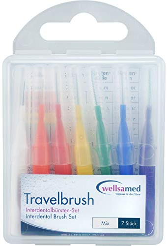 wellsamed Travelbrush 7 Stück Interdentalbürsten Set, ISO 0-5, Bürstengröße: 1,7-5,5 mm/xxxx-fein - medium, zur effektiven Reinigung der Zahnzwischenräume