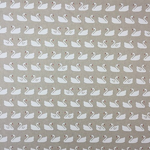 Schwäne Baumwolle Rich Leinen Look Stoff für Vorhänge Jalousien Craft Quilting Patchwork und Polstermöbeln ca. 140 cm breit, Meterware,
