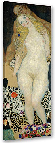 Feeby Bild auf Leinwand Adam und Eva Kunstdruck modern Gustav Klimt Beige 30x90 cm