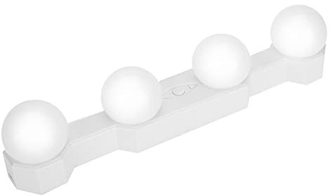 4W Lámparas LED con 4 Bombillas, Luces de Espejo de Maquillaje, 3 Niveles de Brillo, Luz de Espejo Inalámbrico, batería y recarga USB, para cocina y espejo de maquillaje y vestidor y baño