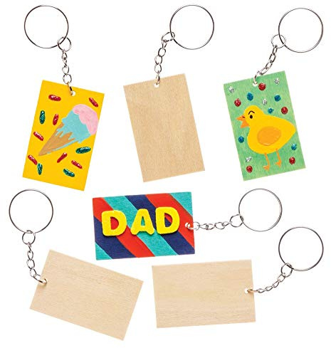 Baker Ross Lot de 8 Porte-Clés en Bois, AW598