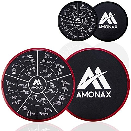 Amonax Fitness-Gleitscheiben, Doppelseitige Slider für Core-Training im Gym | Doppelseitige Gleitscheiben für Bauchmuskelübungen auf Teppich und Holzböden, ideal für Fitness- und Core-Training zu Hause