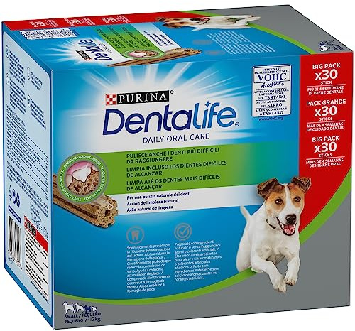 Purina Dentalife Daily Oral Care Small, Snack Dental, premio para perros pequeños, Mini , 2 packs de 30 sticks - 60 sticks