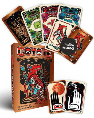 HeidelBÄR Games Coyote - Unterhaltsames Kartenspiel mit Bluffing-Elementen - Einzigartiges Gesellschaftsspiel mit schicken Kartenrückseiten in Metallic-Gold - Deutsch - 3-6 Spieler - Ab 10 Jahren