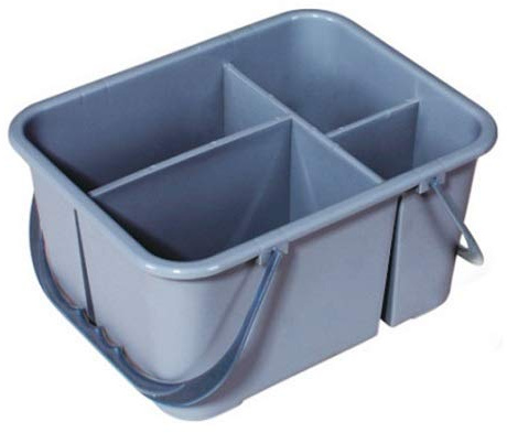 Clim Profesional Cubo Multiusos portatil. Cesta en Color Gris con Asas y Compartimentos para Uso Manual o en carros