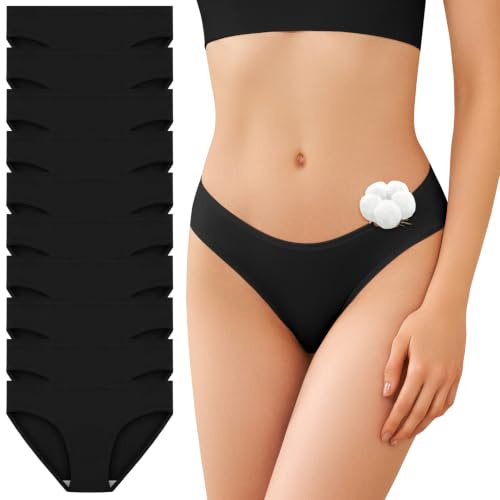 SIMIYA 7/10 Pack Cotton Underwear Women,Low Rise Knickers for Women | Soft Breathable Comfortable Ladies Bikini Briefs Stretchy Hipster Panties for Daily Wear, Multipack