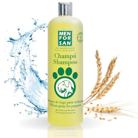 MENFORSAN Shampoo per Cuccioli con Germe di Grano | Stimola la Crescita del Mantello | Non Irrita gli Occhi del Cane | Con Collagene Naturale | Senza Fragranza | 1L