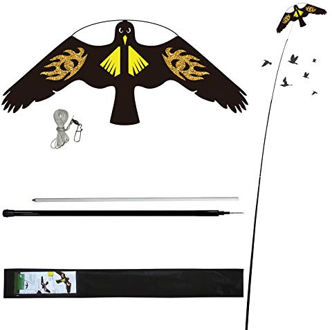 Laptony Spaventapasseri Cometa volante per giardino e aquilone con palo telescopico 4 m Coltivazione Protezione Uccelli Falco