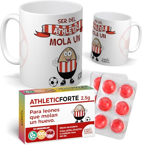 Pack Athletic | Taza Ser del Athletic Mola + Caramelos divertidos | Accesorio para Hinchas | Regalos Únicos para Fanáticos del Fútbol | Taza de Té Aupa Athletic | Cerámica Calidad AAA 350 ML
