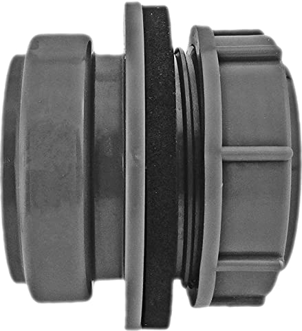 Anschraub Durchführung aus Kunststoff grau für Lochdurchmesser 60mm Aussengewinde 2 Rohr Zoll mit Dichtung + Muffe für Rohr Aussendurchmesser 5cm 50mm DN50 mit Lippendichtung